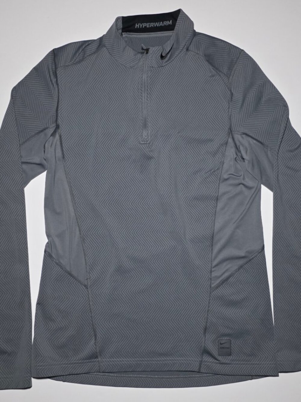 Nike Pro Dri Fit Womens Gray 1/4 Zip Fitted Exercise Pullover Size Medium